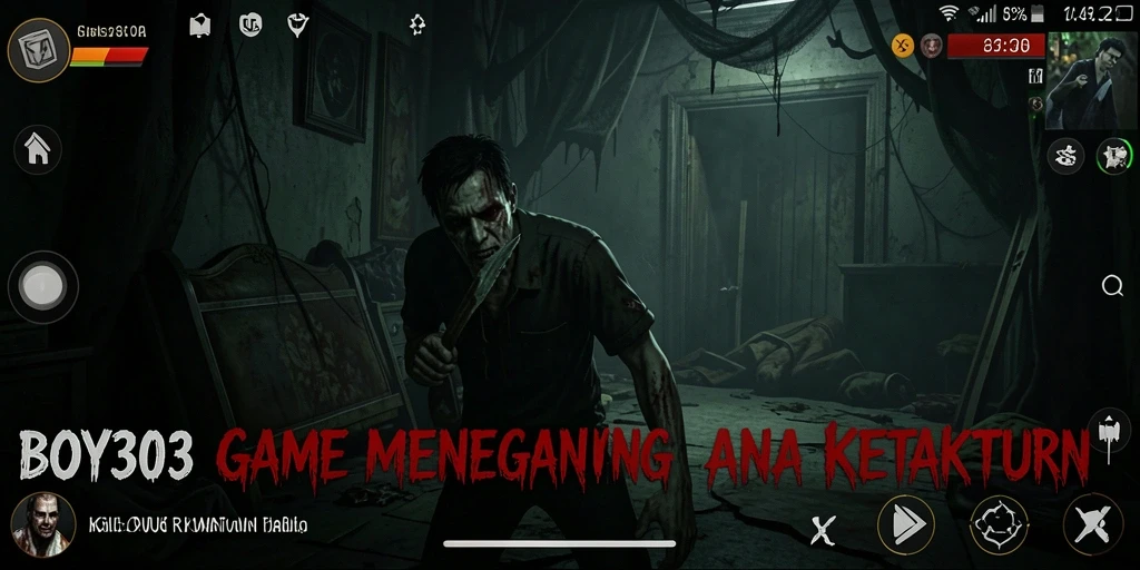 Tangkapan layar dari gameplay <strong>BOY303</strong> menunjukkan suasana horor yang mencekam.