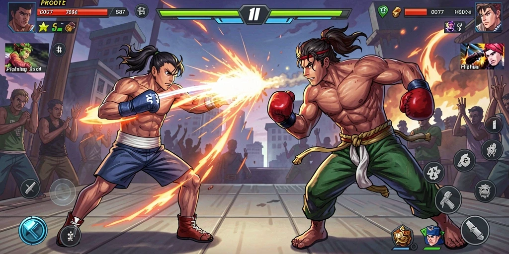 Screenshot C0077 menampilkan aksi seru dalam pertarungan Fighting.