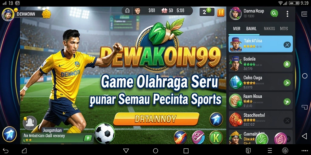 Tampilan utama gameplay DEWAKOIN99 dengan suasana olahraga yang mendebarkan.