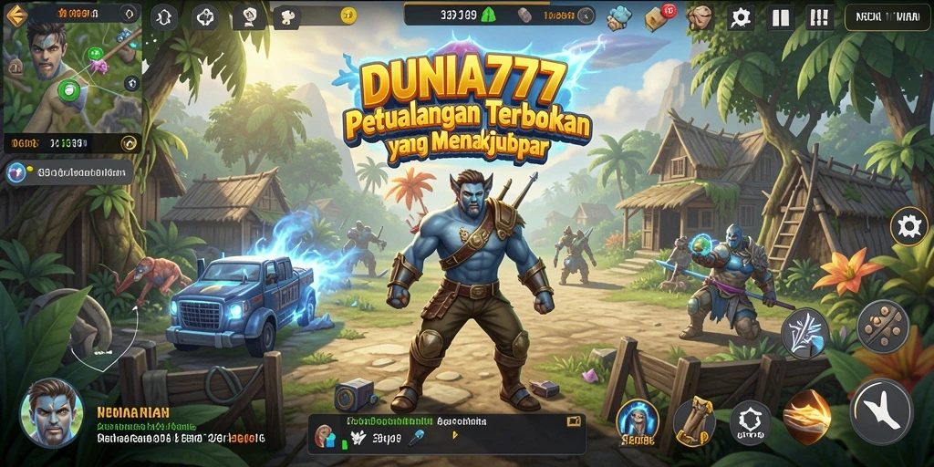 Tangkapan layar gameplay DUNIA777 yang menunjukkan petualangan Open World.