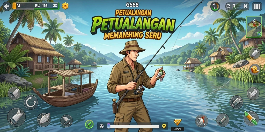 Tampilan gameplay G668 yang menakjubkan saat memancing.