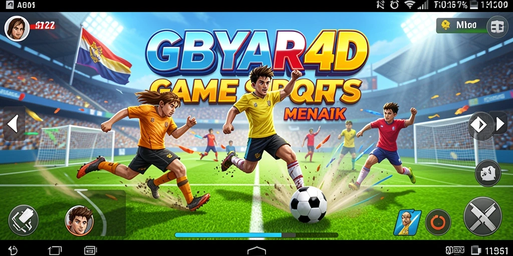 Screenshot gameplay GEBYAR4D yang menunjukkan aksi seru dalam pertandingan olahraga.