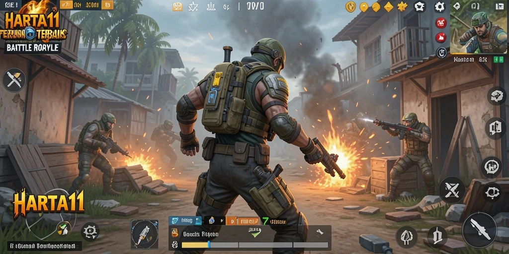 Tangkapan layar HARTA11 menampilkan pertarungan seru dalam mode Battle Royale.
