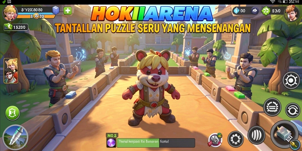 Screenshot gameplay HOKIARENA menampilkan tantangan puzzle yang menarik.