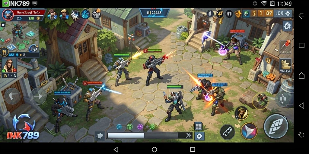 Tangkapan layar gameplay INK789 menampilkan pertarungan strategi yang mendebarkan.