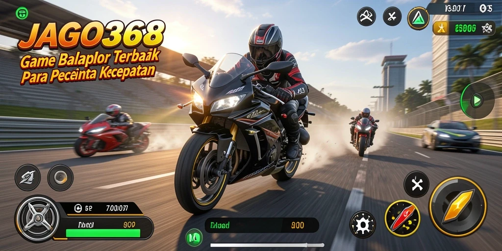 Screenshot gameplay JAGO368 menampilkan aksi balapan motor yang mendebarkan.