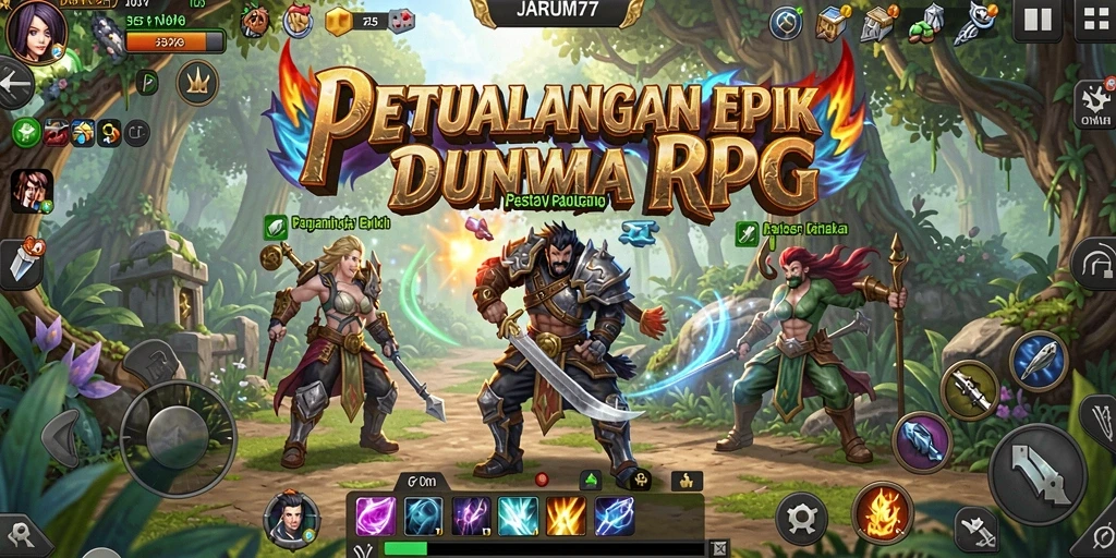Tampilan gameplay RPG JARUM77 yang mendebarkan dan penuh aksi.