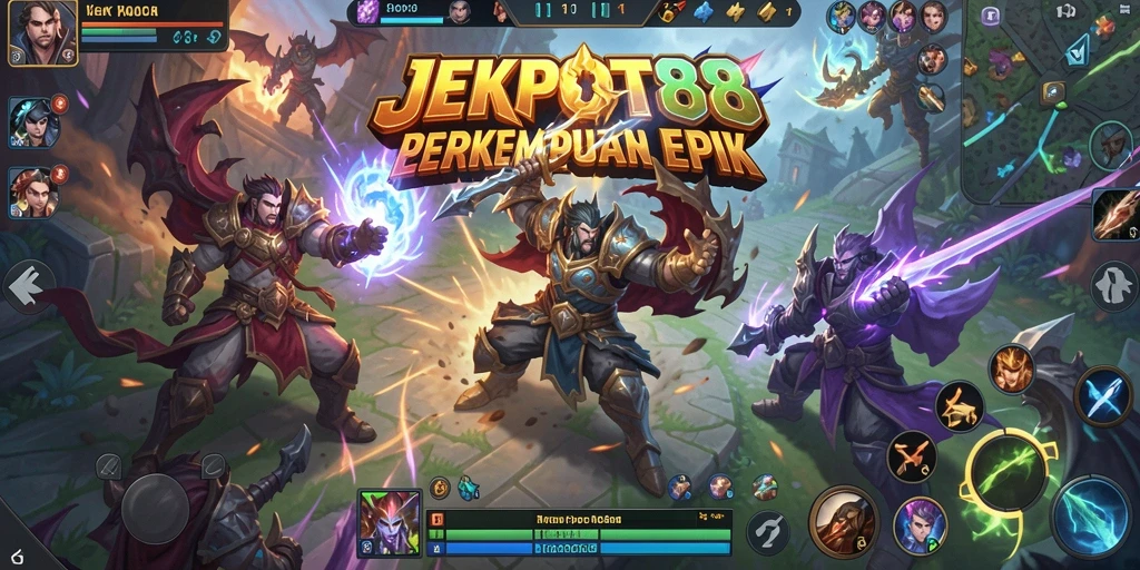 Tangkapan layar gameplay MOBA yang mendebarkan dalam JEKPOT88.