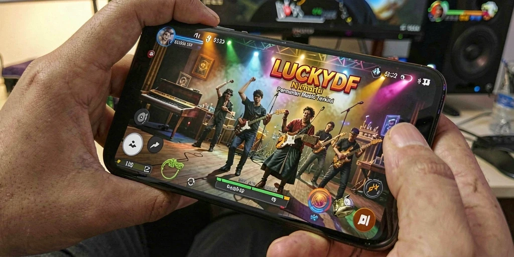 Tampilan gameplay musik yang menarik dan interaktif.
