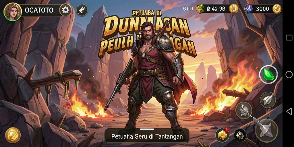 Tampilan screenshot game OCATOTO menunjukkan petualangan mendebarkan di dunia yang berwarna.
