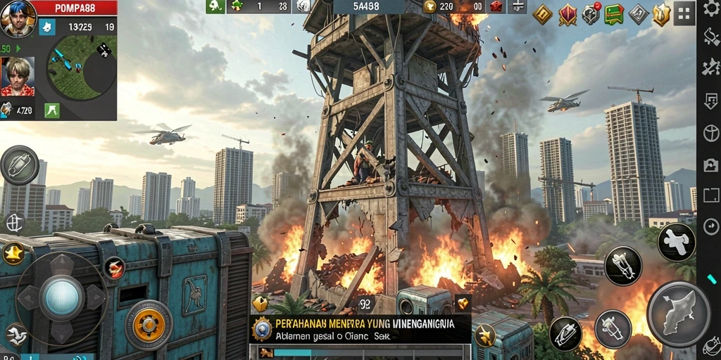 Screenshot gameplay menara pertahanan yang menarik dan strategis.