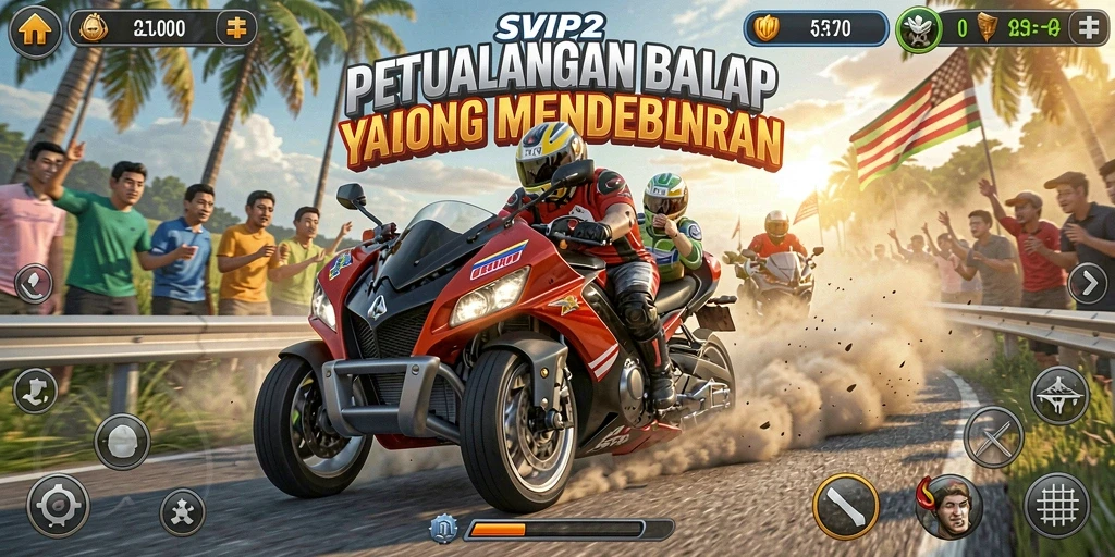Tangkapan layar gameplay <strong>SVIP2</strong> yang menampilkan aksi balap yang mendebarkan.