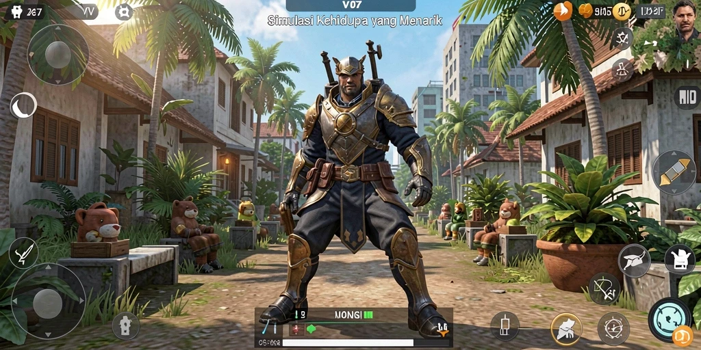 Tangkapan layar gameplay V07 yang menampilkan interaksi karakter.