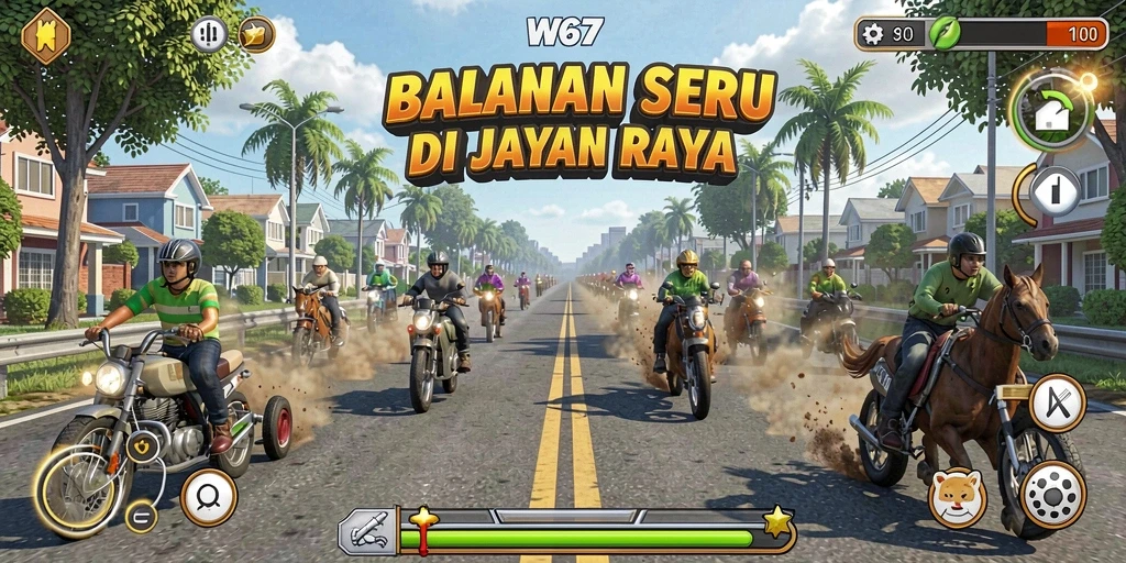 Tampilan gameplay balapan yang seru dan penuh aksi.